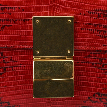 Celine Lizard Medium Classic Box Flap Bag Ruby