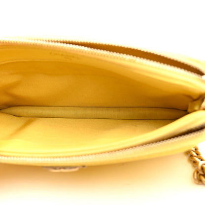 Chanel Caviar Quilted Small Boy Clutch With Chain Yellow