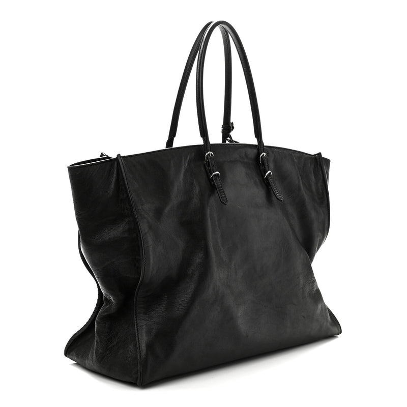 Balenciaga Supple Calfskin Papier A4 Zip Around Tote Black