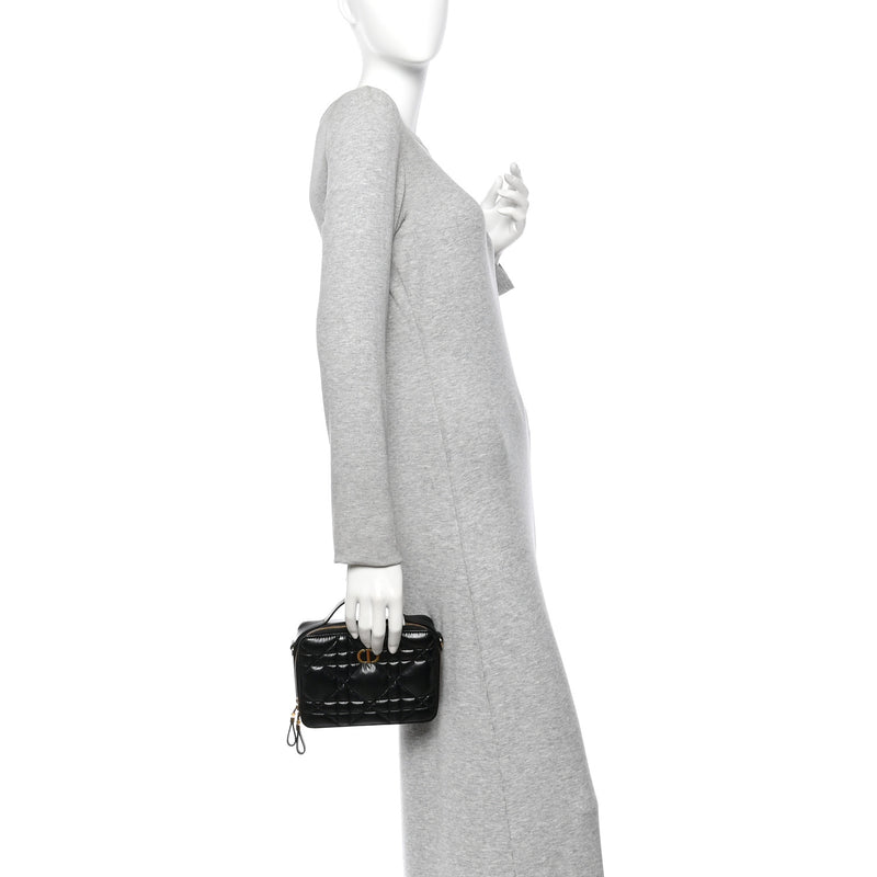 Christian Dior Calfskin Macrocannage Caro Box Bag Black