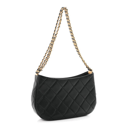 Chanel Caviar Quilted Triple Chain Hobo Black