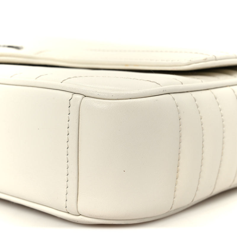 Prada Soft Calfskin Impunture Diagramme Medium Chain Flap Shoulder Bag White
