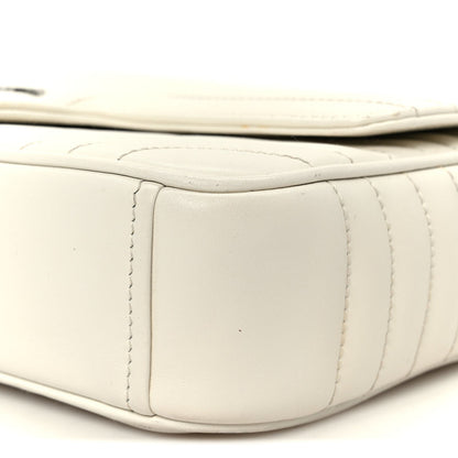 Prada Soft Calfskin Impunture Diagramme Medium Chain Flap Shoulder Bag White