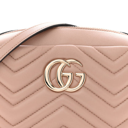Gucci Calfskin Matelasse Small GG Marmont Camera Bag Pink Beige