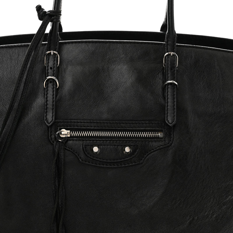 Balenciaga Supple Calfskin Papier A4 Zip Around Tote Black