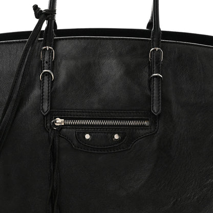 Balenciaga Supple Calfskin Papier A4 Zip Around Tote Black
