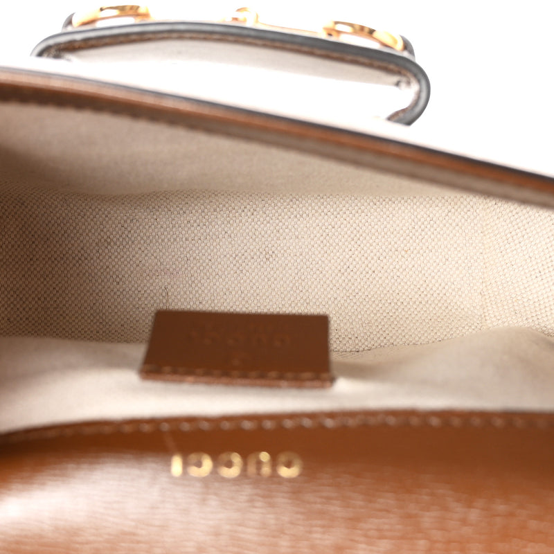Gucci GG Supreme Monogram Web Mini Horsebit 1955 Shoulder Bag Beige Brown Sugar