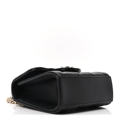 Chanel Lambskin Quilted Top Handle Flap Clutch With Chain Black