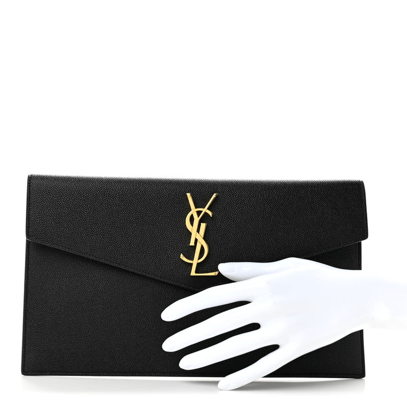 Saint Laurent Grain De Poudre Uptown Pouch Black