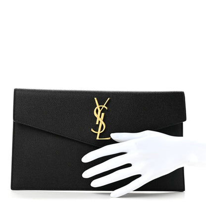 Saint Laurent Grain De Poudre Uptown Pouch Black