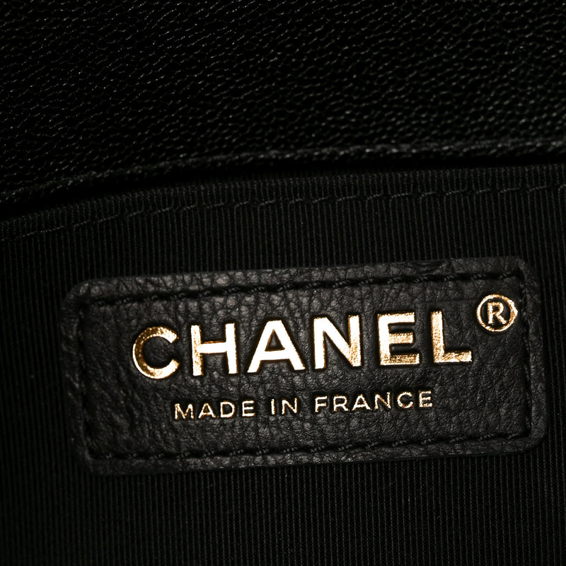 Chanel Caviar Chevron Quilted Medium Boy Flap Black