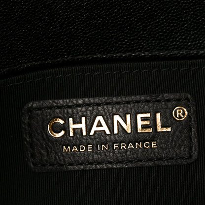 Chanel Caviar Chevron Quilted Medium Boy Flap Black