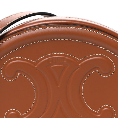 Celine Smooth Calfskin Cuir Small Triomphe Oval Crossbody Purse Tan