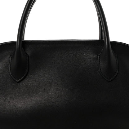 The Row Polished Saddle Calfskin Agnes 12 Black