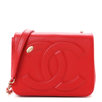 Chanel Lambskin CC Mania Flap Bag Red