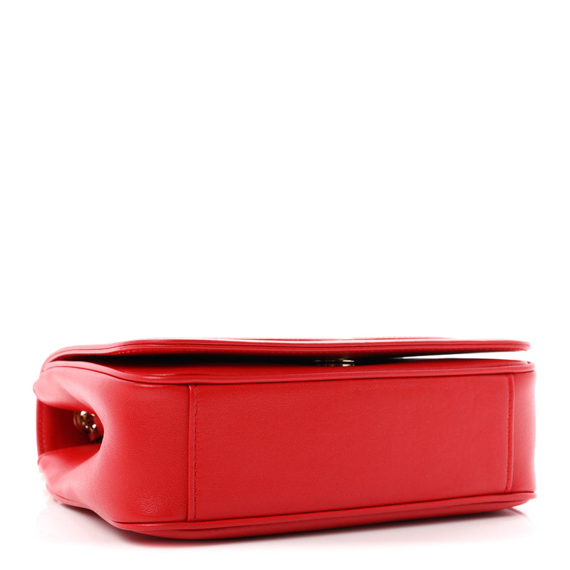 Chanel Lambskin CC Mania Flap Bag Red