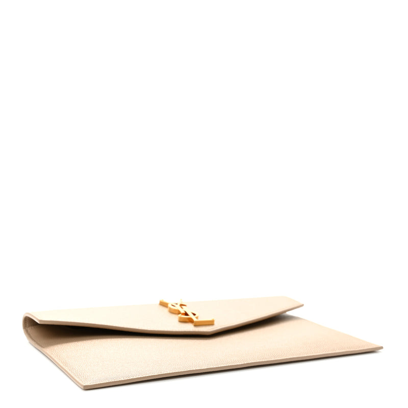 Saint Laurent Grain De Poudre Uptown Pouch Dark Beige