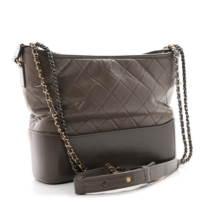 Chanel Aged Calfskin Quilted Medium Gabrielle Hobo Grey