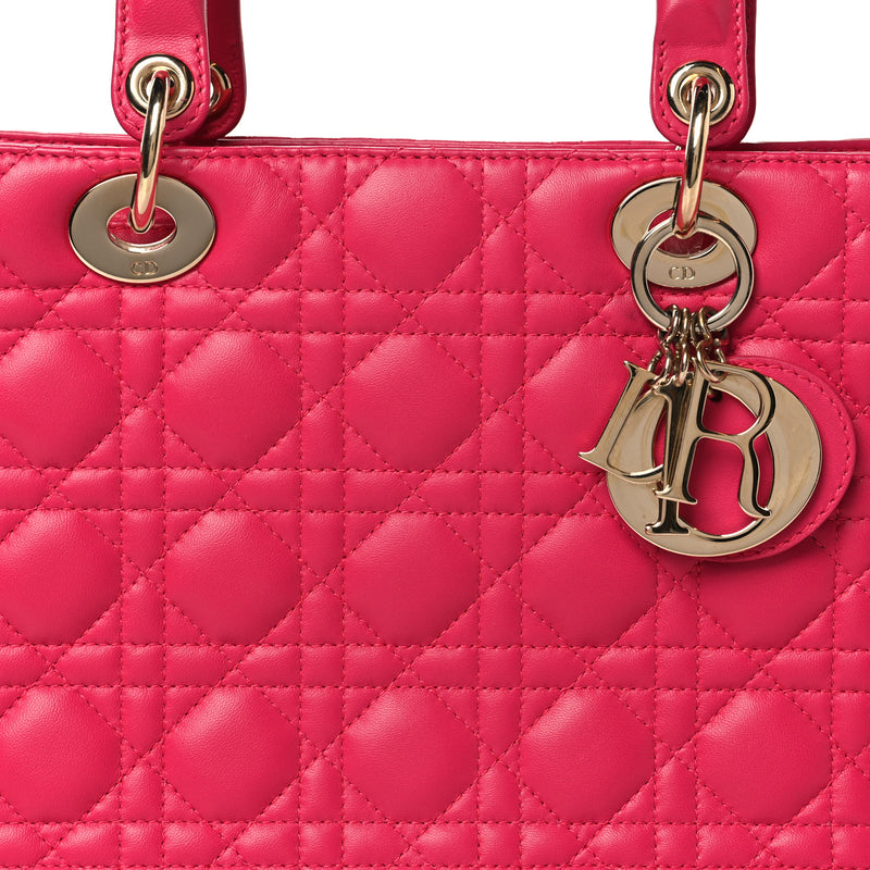 Christian Dior Lambskin Cannage Large Lady Dior Pink