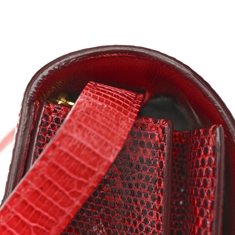 Celine Lizard Medium Classic Box Flap Bag Ruby