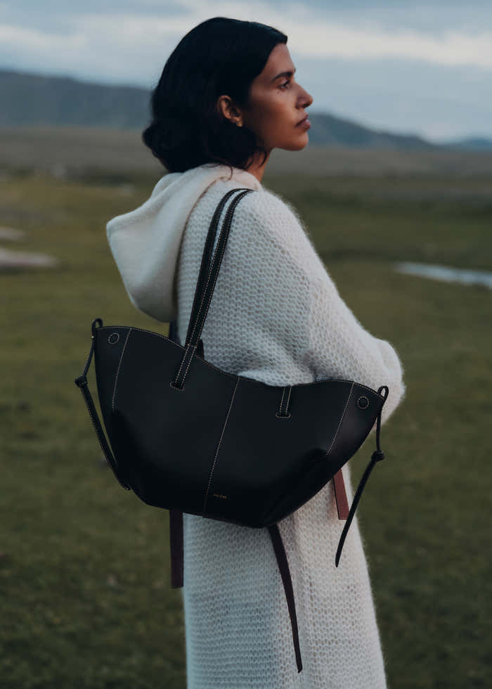 Cyme Mini - Textured Black with Ecru Stitching