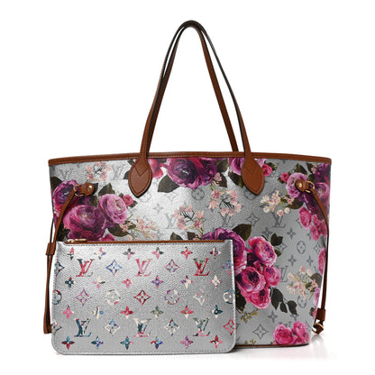 Louis Vuitton Metallic Monogram LV Garden Neverfull MM Silver
