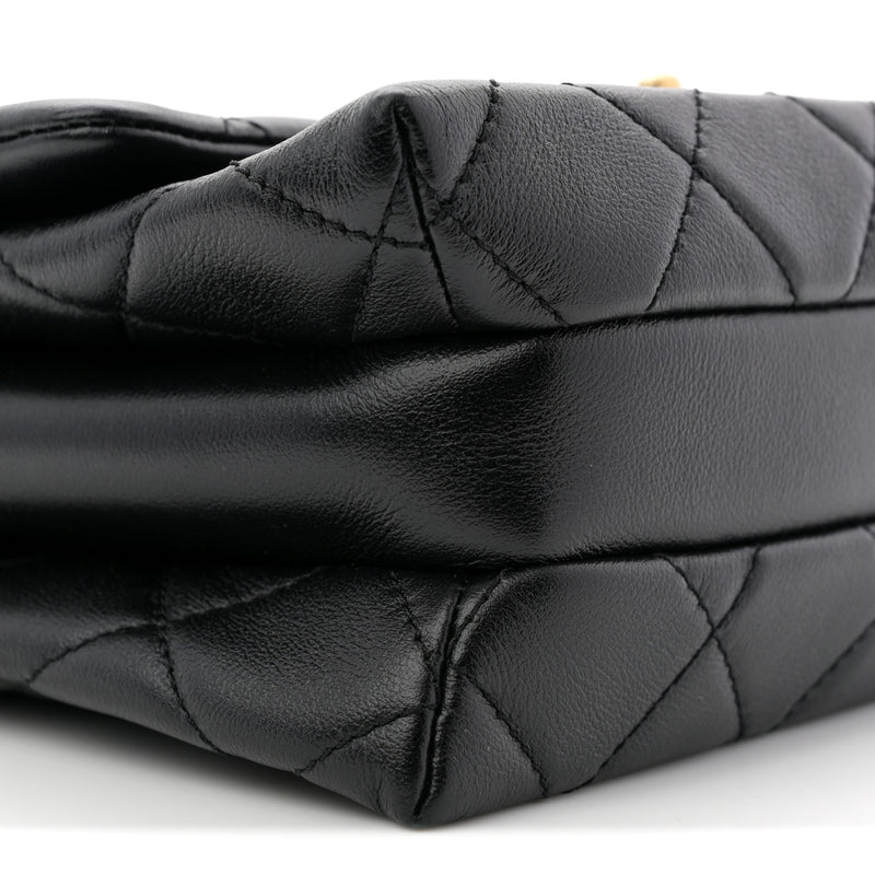 Chanel Calfskin Quilted Belt Chain Flap Black