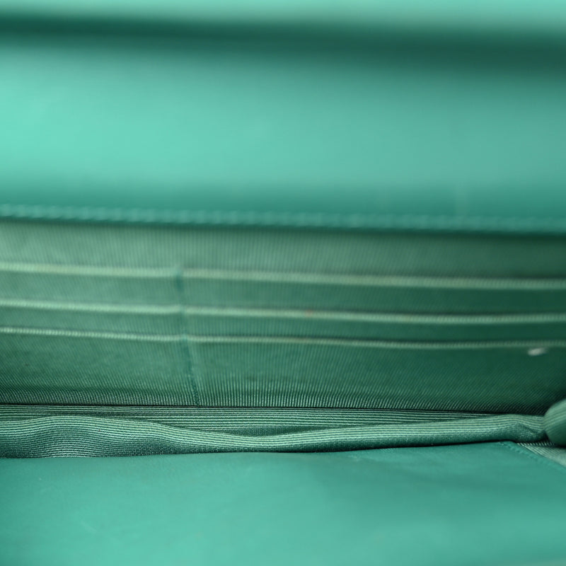 Chanel Patent Quilted Wallet On Chain WOC Green
