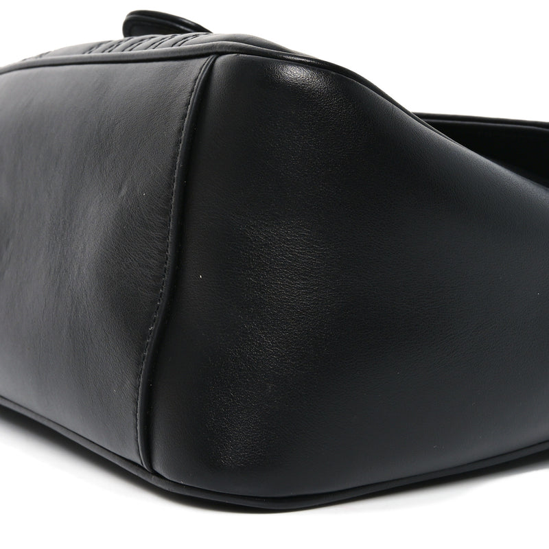Gucci Calfskin Matelasse Small GG Marmont Top Handle Shoulder Bag Black