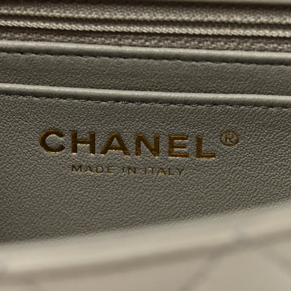 Chanel Lambskin Quilted Mini Rectangular Flap Grey
