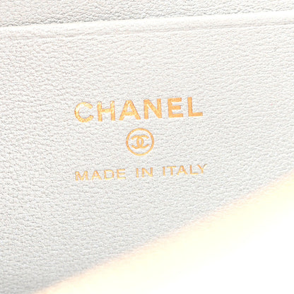 Chanel Lizard Embossed Top Handle Slim Vanity With Chain Silver