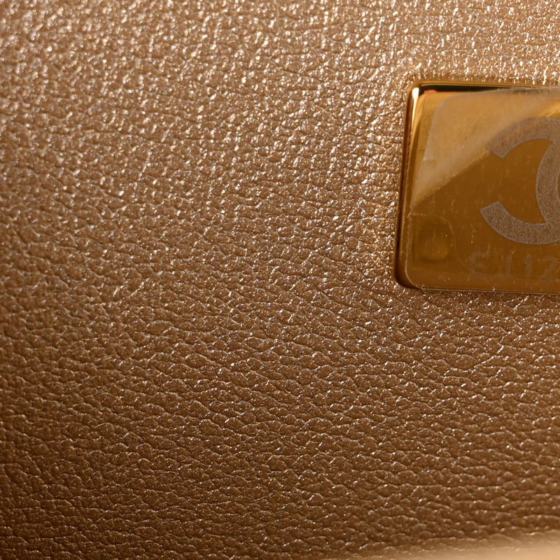 Chanel Metallic Lambskin Quilted Large CC In Love Heart Bag Gold