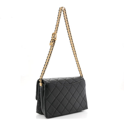 Chanel Calfskin Quilted Belt Chain Flap Black