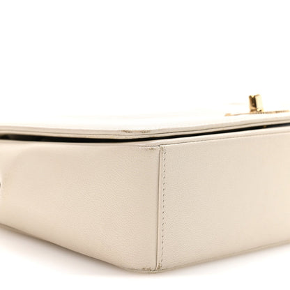 Chanel Sheepskin Chevron Quilted Medium Vintage Mademoiselle Flap White