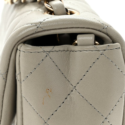 Chanel Lambskin Quilted Mini Rectangular Flap Grey