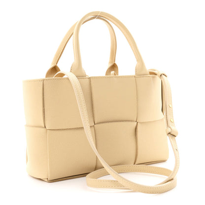 Bottega Veneta Grained Calfskin Maxi Intrecciato Mini Arco Tote Porridge