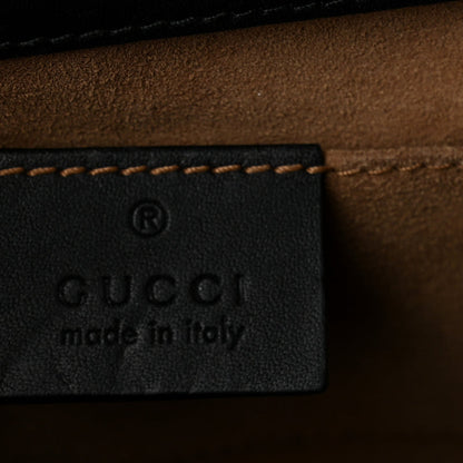 Gucci GG Supreme Monogram Calfskin Small Padlock Shoulder Bag Beige Black Cuir