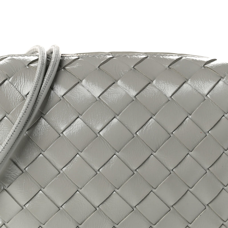 Bottega Veneta Polished Nappa Intrecciato Metallic Knot Mini Loop Camera Bag Sterling