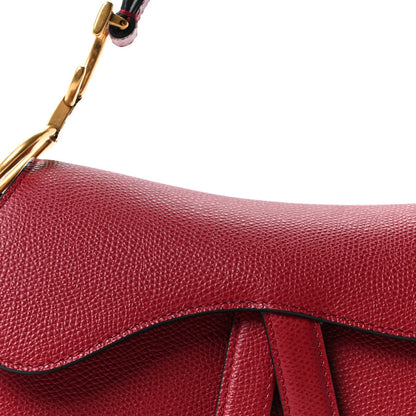Christian Dior Grained Calfskin Mini Saddle Bag Red