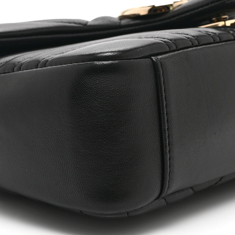 Gucci Lambskin Matelasse Medium GG Marmont Shoulder Bag Black