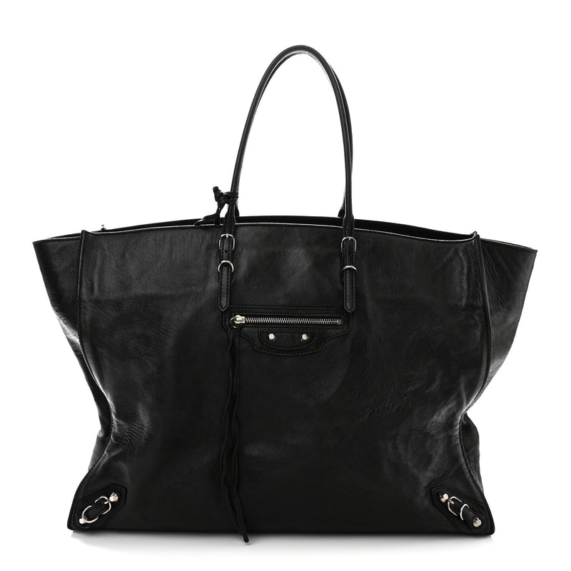 Balenciaga Supple Calfskin Papier A4 Zip Around Tote Black