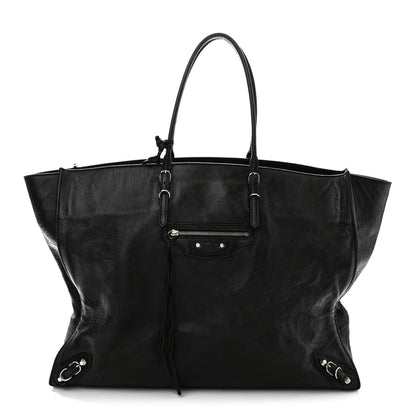 Balenciaga Supple Calfskin Papier A4 Zip Around Tote Black