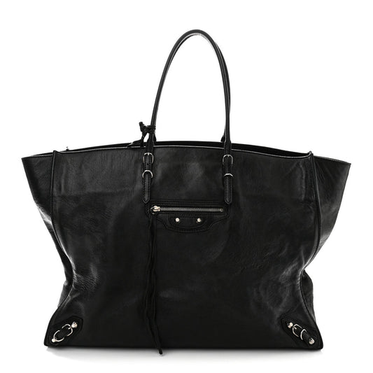 Balenciaga Supple Calfskin Papier A4 Zip Around Tote Black