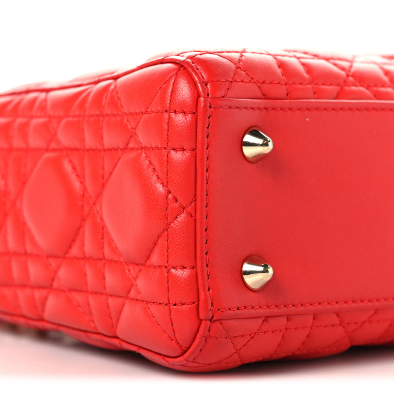 Christian Dior Lambskin Cannage Small My ABCDior Lady Dior Red