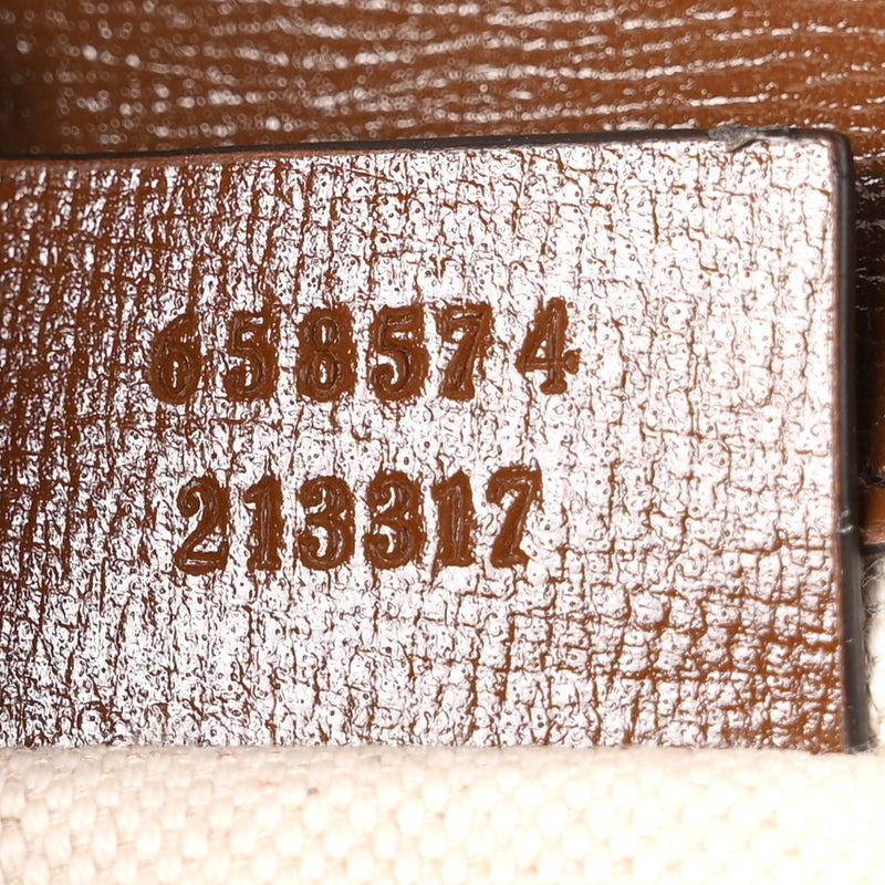 Gucci GG Supreme Monogram Web Mini Horsebit 1955 Shoulder Bag Beige Brown Sugar