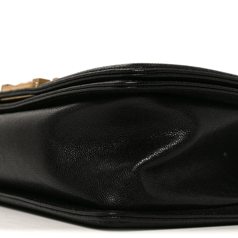 Chanel Caviar Chevron Quilted Medium Boy Flap Black