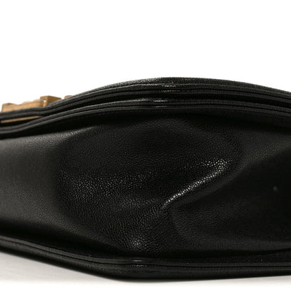 Chanel Caviar Chevron Quilted Medium Boy Flap Black