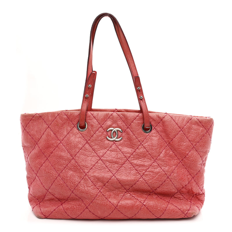 Chanel Glazed Calfskin Large On The Road Tote Pink