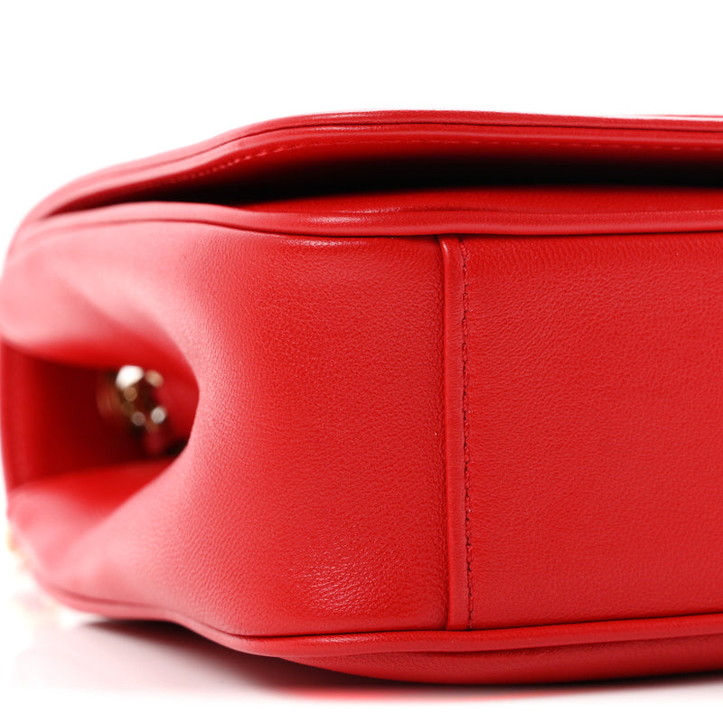 Chanel Lambskin CC Mania Flap Bag Red