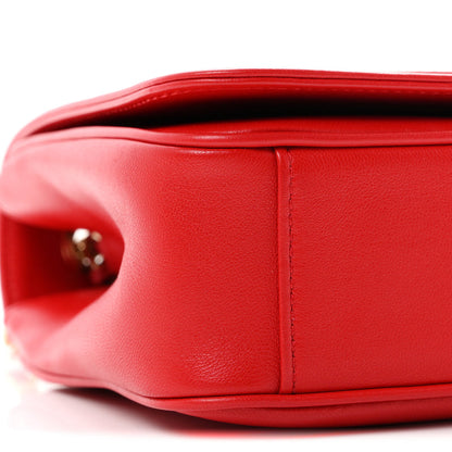 Chanel Lambskin CC Mania Flap Bag Red